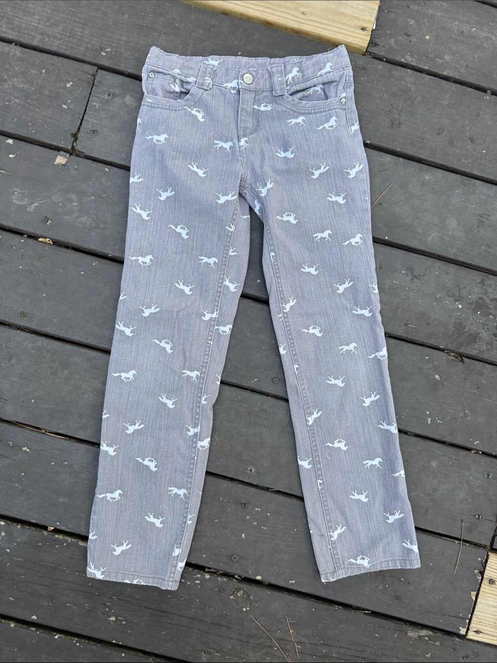 Gymboree Gray Corduroy Pants with White Horse Motif size 12
